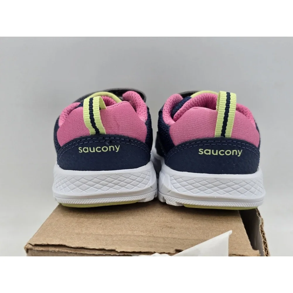 Saucony Wind‎ A/C Pink Green Hook & Loop Running Sneakers Shoes Kids 4M